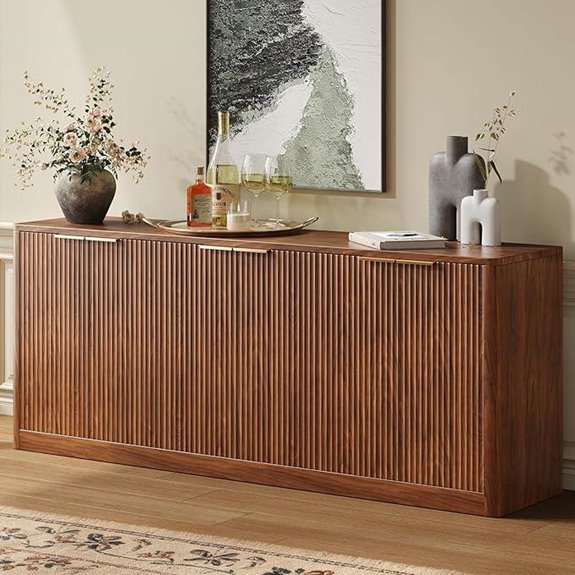 Evermagin 67 Walnut Buffet Sideboard with Storage