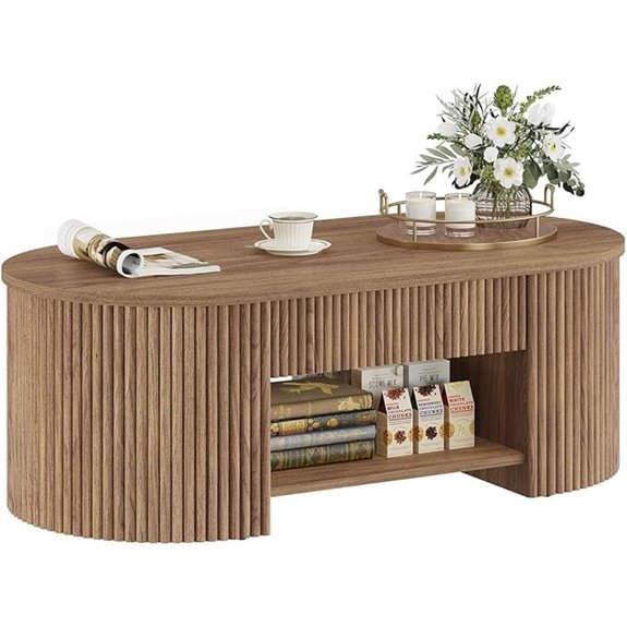 FATORRI Walnut Coffee Table with Storage and Shelf