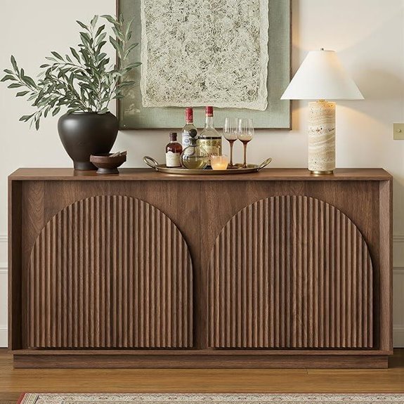 Win2win Walnut Mid-Century Modern Sideboard Cabinet