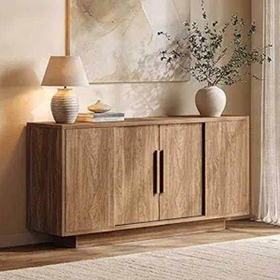 Walnut 63'' Sideboard with Sliding Doors and Shelves