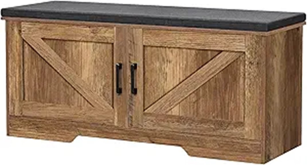 Rustic Walnut 2-Tier Entryway Storage Bench