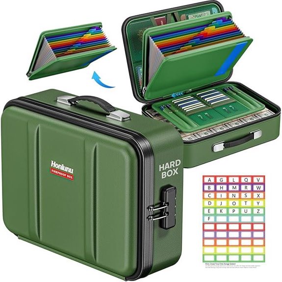 Fireproof Document Box with Lock and Water Resistance