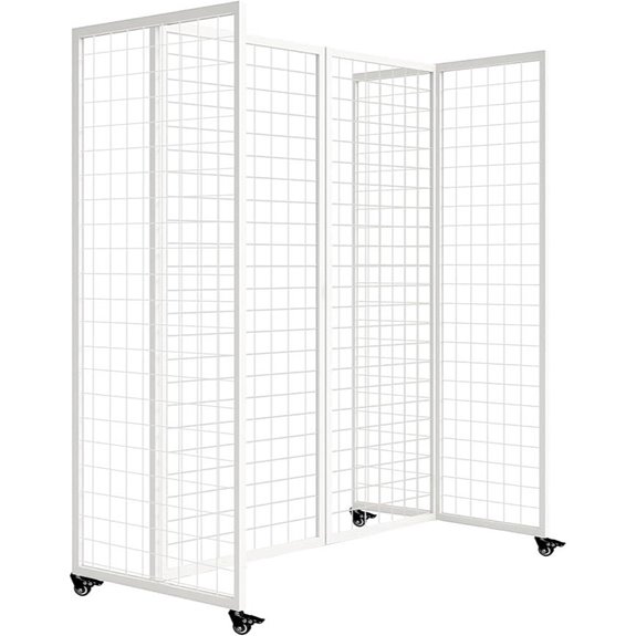 White Grid Wall Panels with Wheels (4x5.5ft)