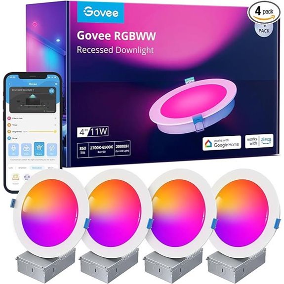 Govee Wi-Fi RGBWW Recessed LED Downlights (4-Pack)