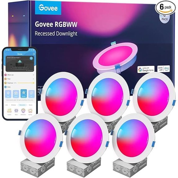 Govee 6-Inch Wi-Fi RGBWW Recessed LED Lights (6-Pack)