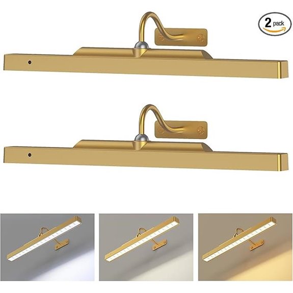 Wireless Battery-Powered Brass Picture Light (2 Pack)
