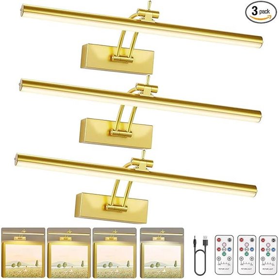 3 Pack Wireless Dimmable Picture Lights with Remote