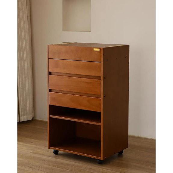 wooden art supplies cabinet