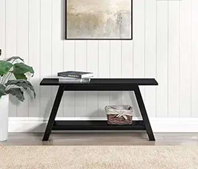 Roundhill Elyz Solid Wood Bench with Shelf