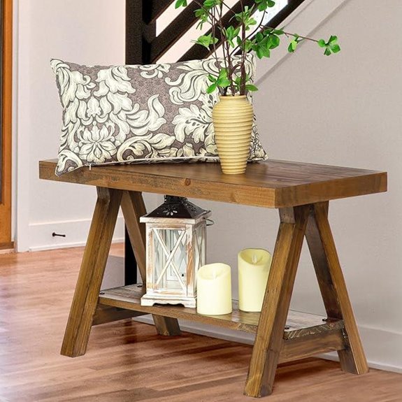 Wnutrees Farmhouse Wood Bench with Storage