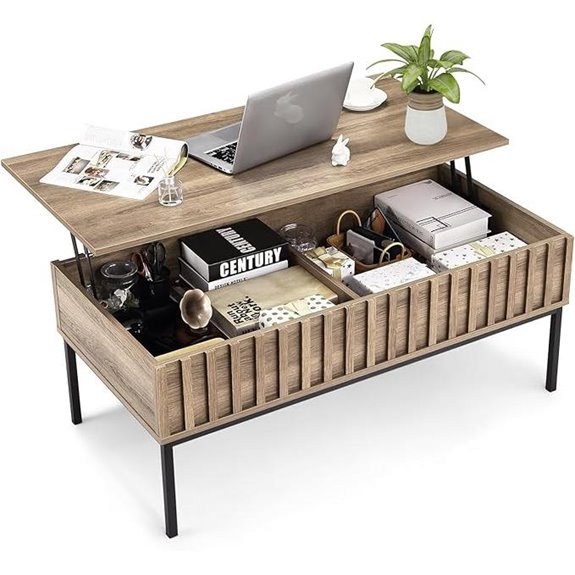 wooden lift top storage table
