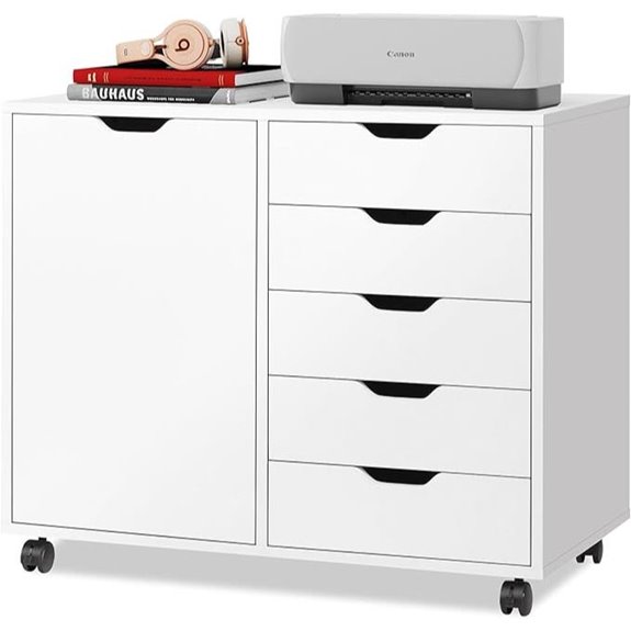 DEVAISE 5-Drawer Wood Storage Cabinet with Wheels
