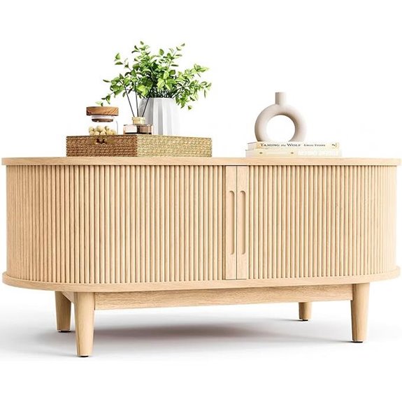 LINSY HOME Oval Wood Coffee Table with Storage