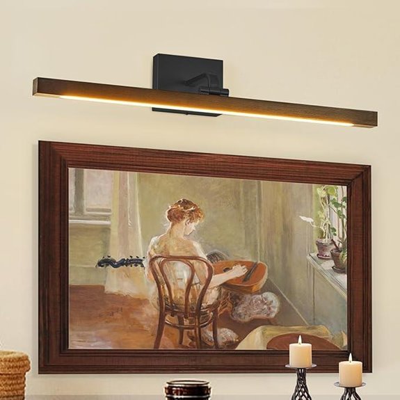 Wood Picture Light with Dimmable Wall Sconce
